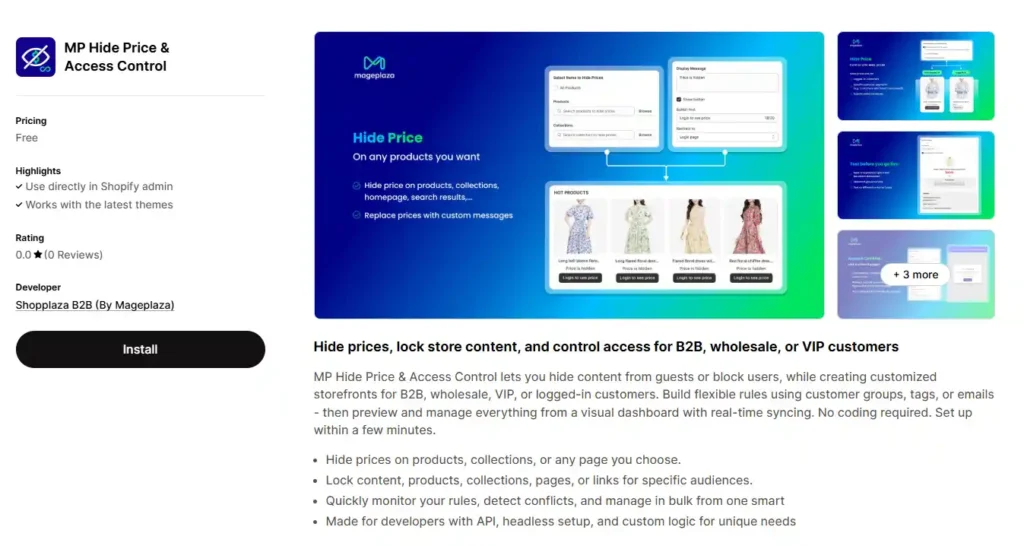 MP Hide Price Access Control